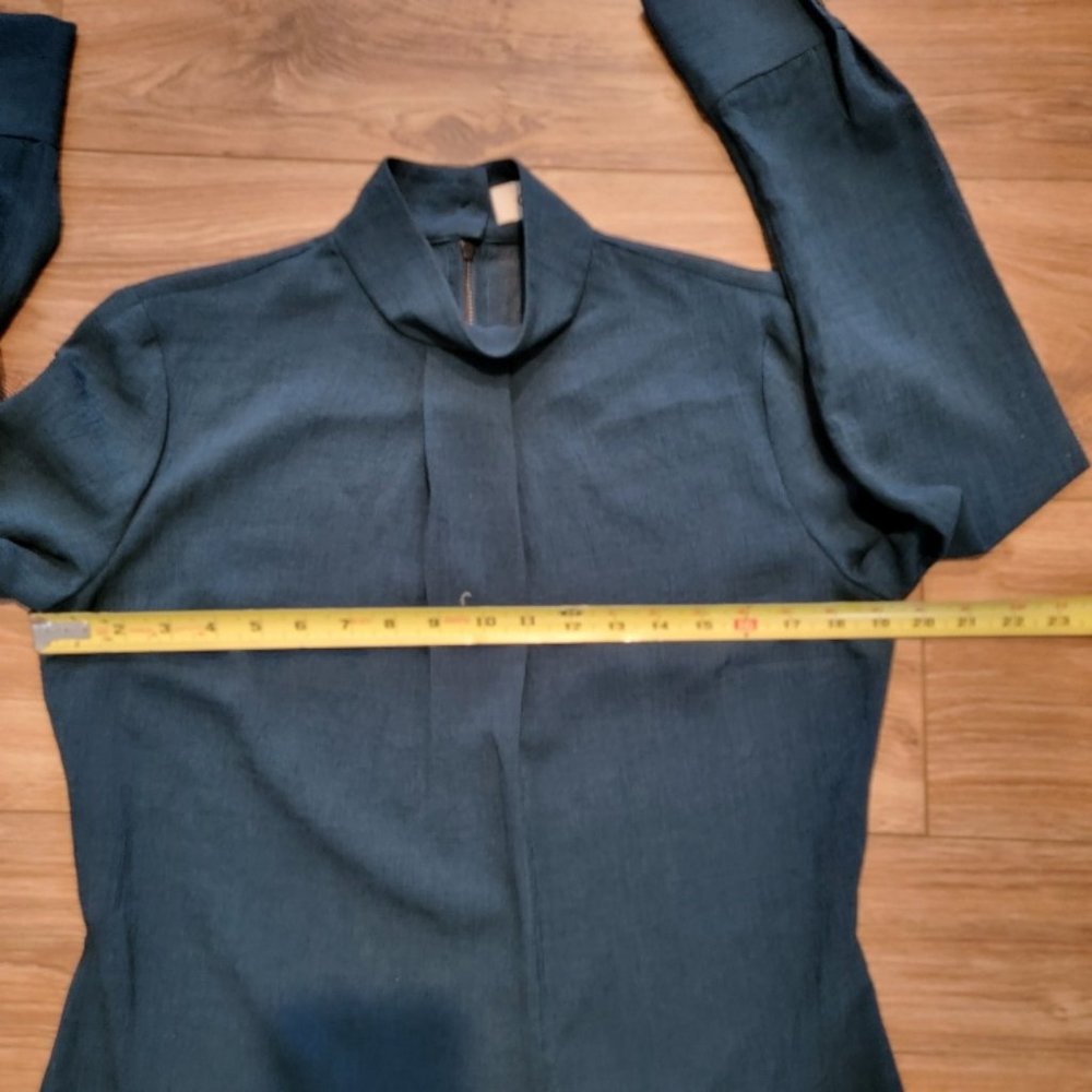 CEFINN Teal Blue Mock Neck Career Office Top Blouse - Size 10 Kate Middleton - Picture 14 of 16